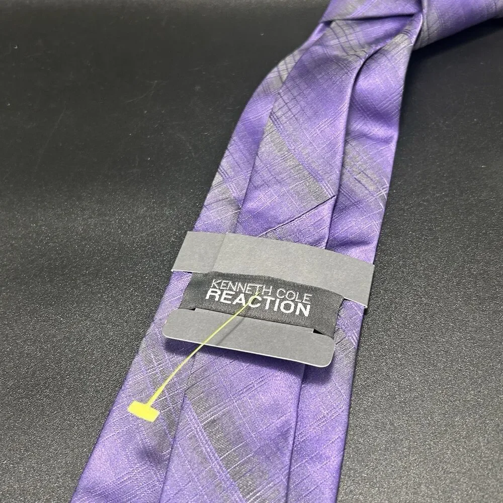 New Kenneth Cole Reaction Tie Men's Medium Width Purple 100% Silk